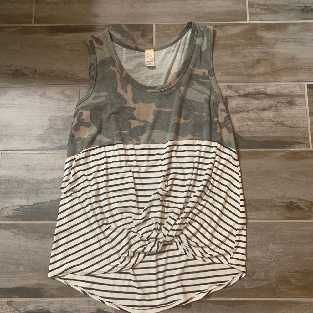 Medium camo and striped tank